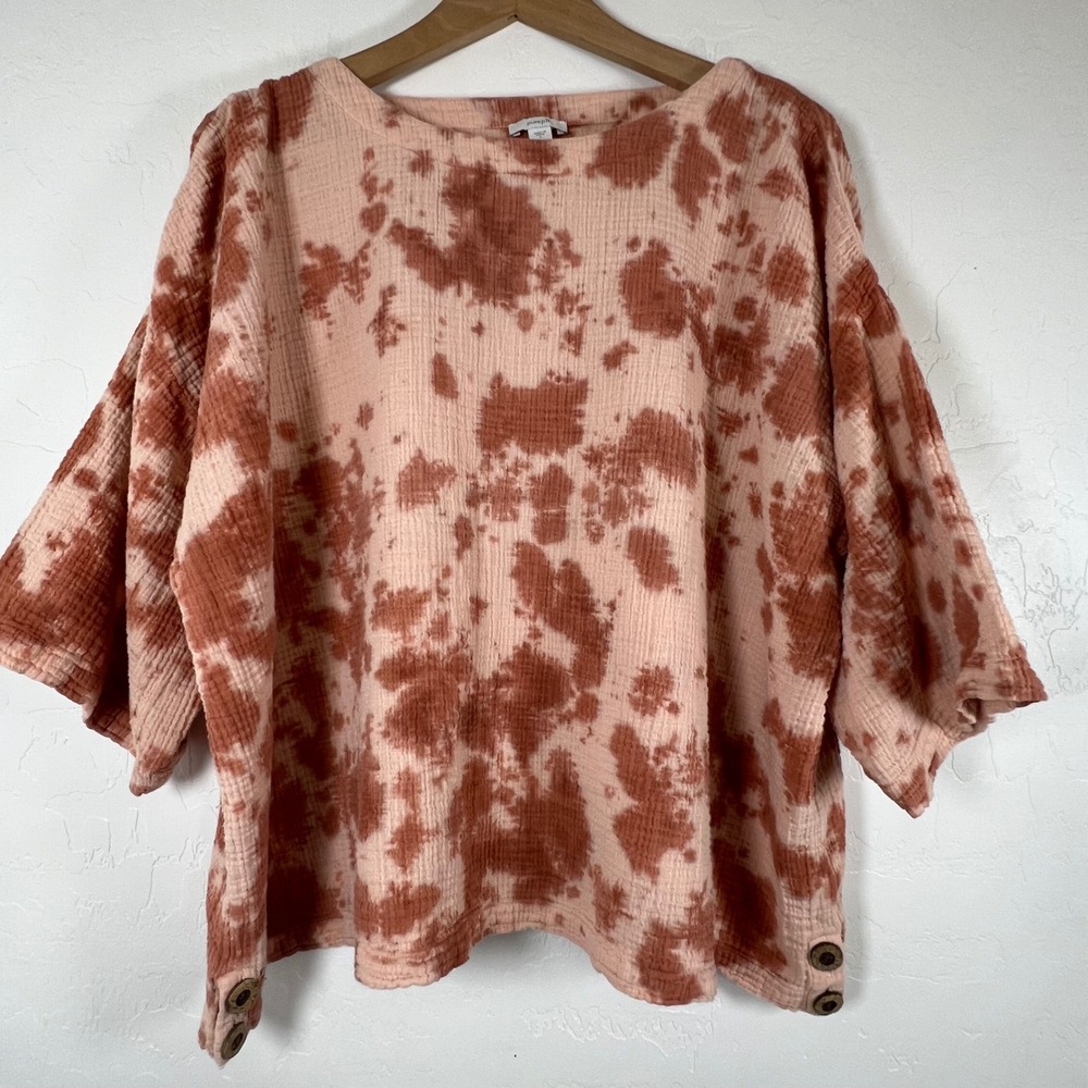 Pure Jill J. Jill Cotton Double Gauze Tie Dye Top Large WTP239231